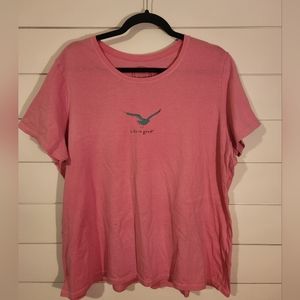 Life is Good Seagull, Bird Tshirt Pink Size XL